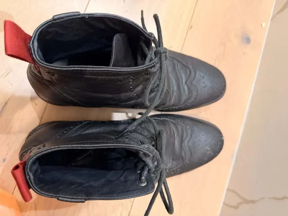 Mark Nason Lounge U Rock Black Leather Brogue Wingtip Combat Boots